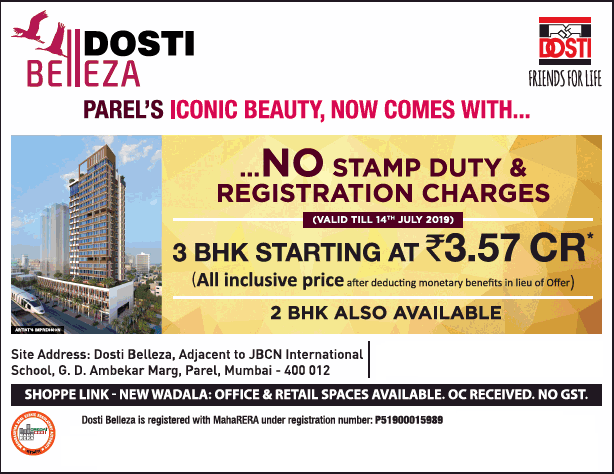 Presenting parel's ionic beauty no stamp duty & registration charges by Dosti Belleza, Mumbai